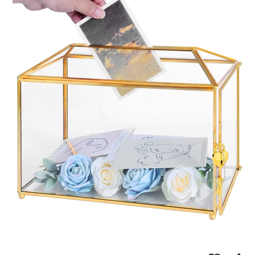 Gold Glass Wedding Card Box